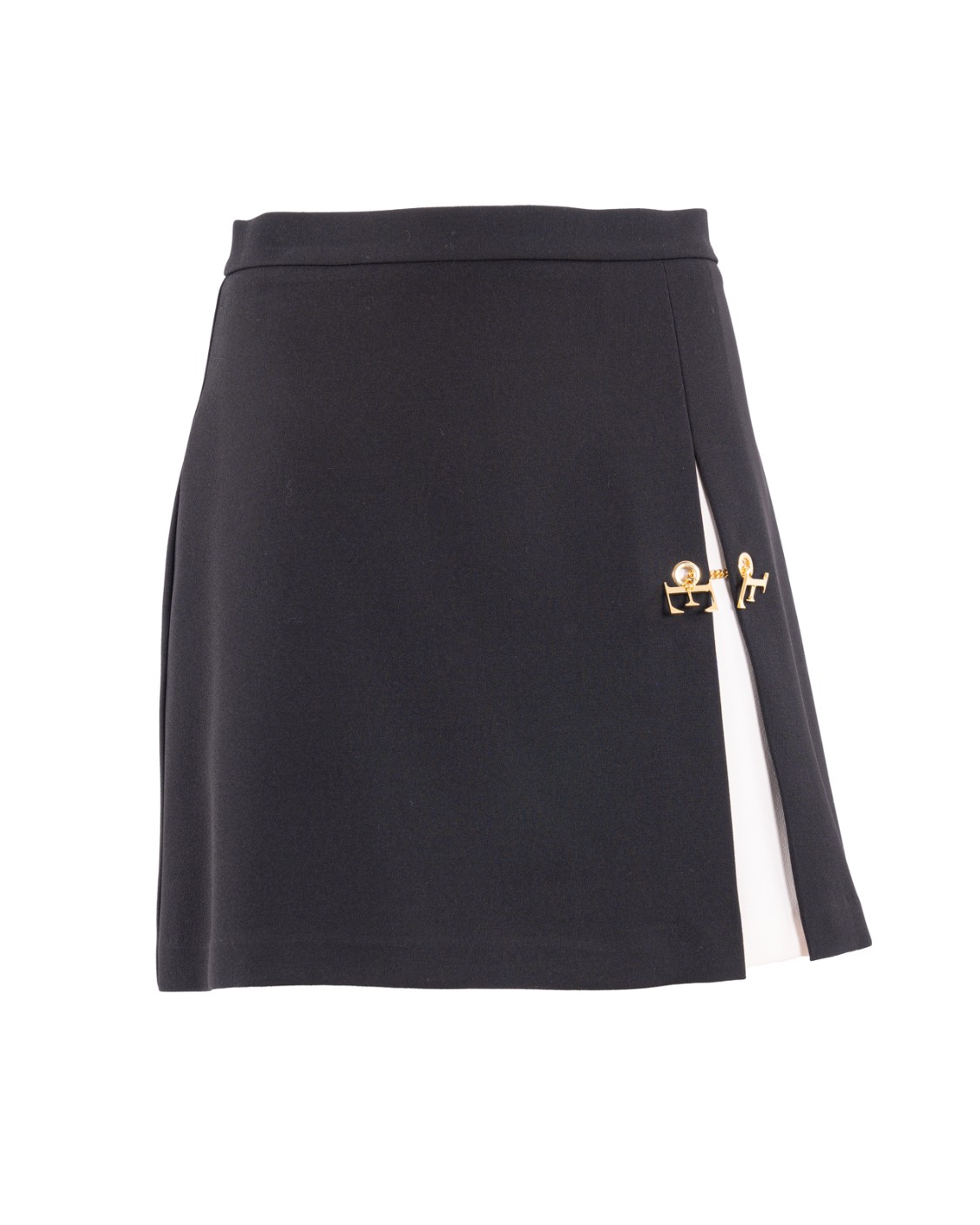 shop ELISABETTA FRANCHI  Gonna: Elisabetta Franchi minigonna in crêpe bicolore.
Fodera in raso.
Dettaglio in metallo dorato con catena e logo,
Zip invisibile sul retro.
Regular Fit.
Composizione: 98%Poliestere 02%Elastane.
Made in Italy.. GO07951E2-685 number 9304884